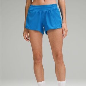 Lululemon 4 inch hotty hots size 6 in poolside blue! Only worn a few times!